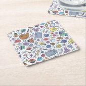 セサミストリート |ゴマパールのドードルパターン スクエアペーパーコースター (アングル)