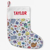 セサミストリート |ゴマパールのドードルパターン スモールクリスマスストッキング (正面)