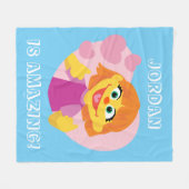 セサミストリート |ジュリアピンクハート フリースブランケット (正面(横))