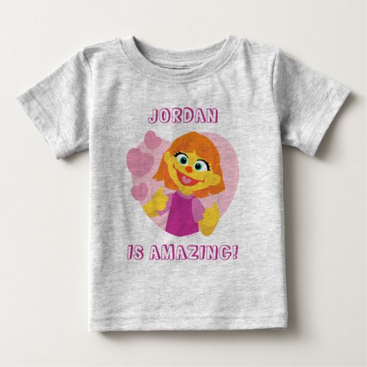 セサミストリート |ジュリアピンクハート ベビーTシャツ (正面)