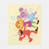 セサミストリート |ジュリア、エルモ&アビー踊り フリースブランケット (正面)