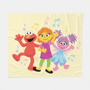 セサミストリート ジュリア、エルモ&アビー踊り フリースブランケット
