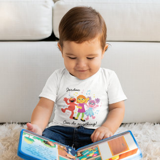 セサミストリート |ジュリア、エルモ&アビー踊り ベビーTシャツ