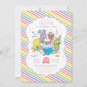セサミストリート | ストライプのベビー誕生日 招待状 (正面)