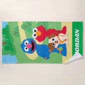 セサミストリート |タンゴウィズグローバー&エルモ ビーチタオル (正面)