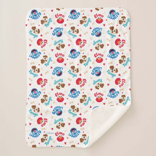 セサミストリート |タンゴ、エルモ、グローバーパターン シェルパブランケット (正面)