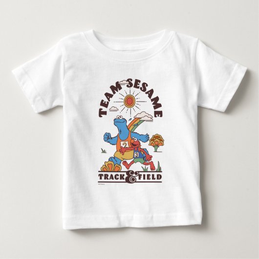 セサミストリート |チームごまトラック&フィールド ベビーTシャツ (正面)
