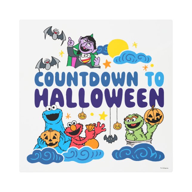 セサミストリート | ハロウィーンへのカウントダウン メタルプリント (正面)