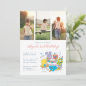 セサミストリート パルズ パステル | 1歳の誕生日 招待状 (スタンド正面)