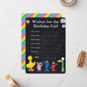 セサミストリート パルズ 黒板誕生日 女の子の願い ノートカード (正面/裏面インサイチュ)