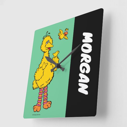 セサミストリート |ビッグバードとリトルバード |追加 スクエア壁時計 (傾斜)