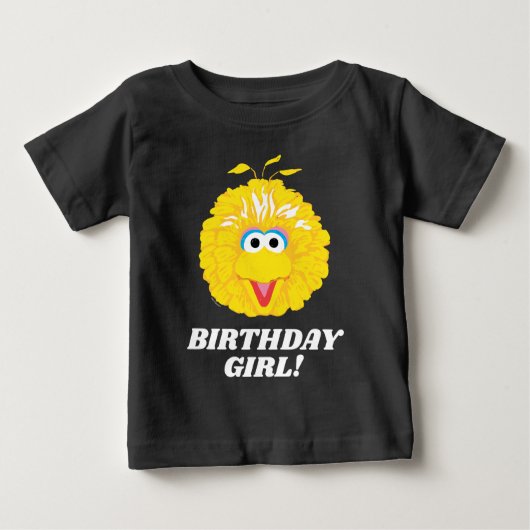 セサミストリート |ビッグバード誕生日ガール ベビーTシャツ (正面)