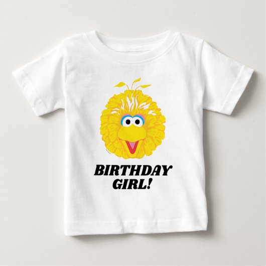 セサミストリート |ビッグバード誕生日ガール ベビーTシャツ (正面)