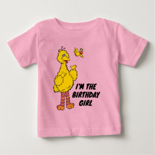 セサミストリート   ビッグバード & リトルバードの誕生日 ベビーTシャツ