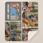 セサミストリート |ファミリーキャンプ |写真のコラージュ シェルパブランケット (正面)