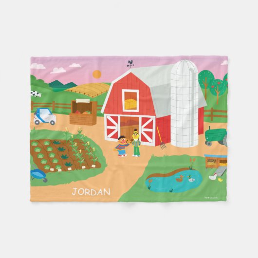 セサミストリート |ファームシーン フリースブランケット (正面(横))