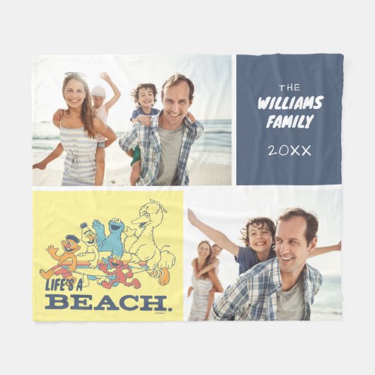 セサミストリート |ライフAビーチ |カスタマイズ フリースブランケット (正面(横))