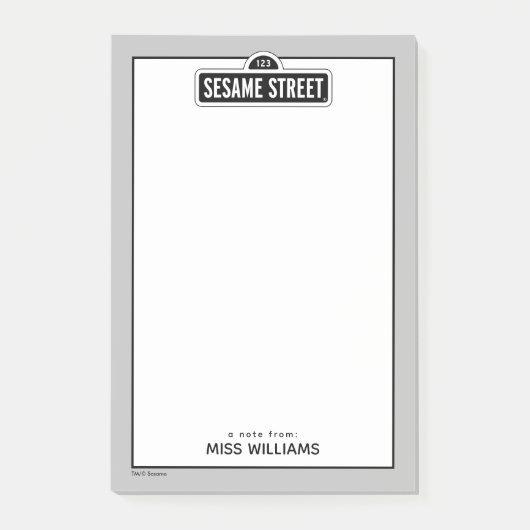 セサミストリート |ロゴ(&W) |名前の追加 ポストイット (正面)