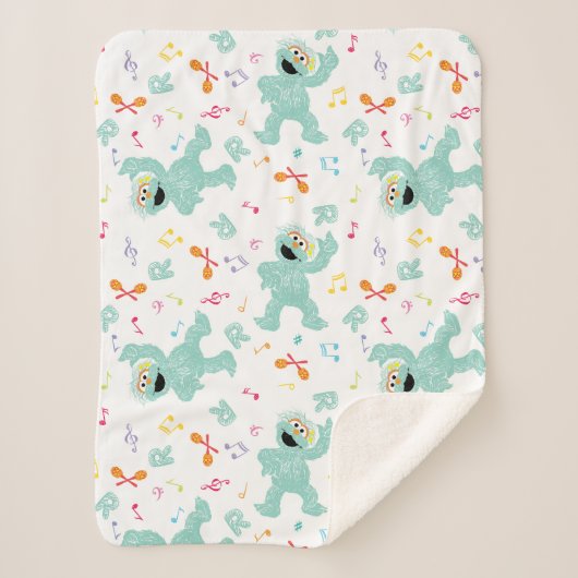 セサミストリート |ロシタ音楽の落書きパターン シェルパブランケット (正面)