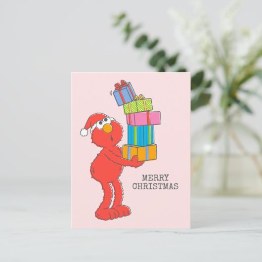 セサミストリート |ヴィンテージエルモとプレゼント ポストカード (スタンド正面)
