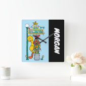 セサミストリート |名前の追加 スクエア壁時計 (ホーム)