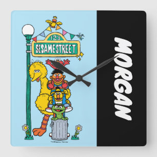 セサミストリート  名前の追加 スクエア壁時計
