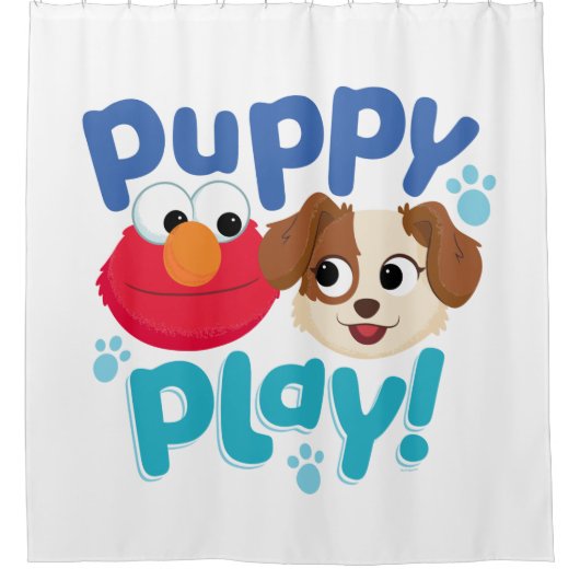 セサミストリート |子犬エ遊ルモ&丹後 シャワーカーテン (正面)