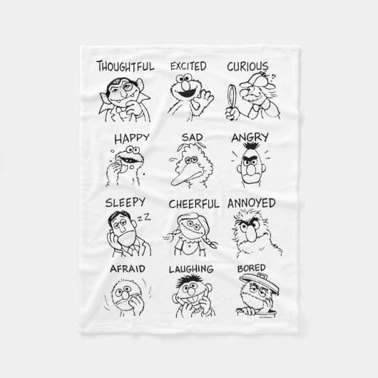 セサミストリート |感情と感覚 フリースブランケット (正面)