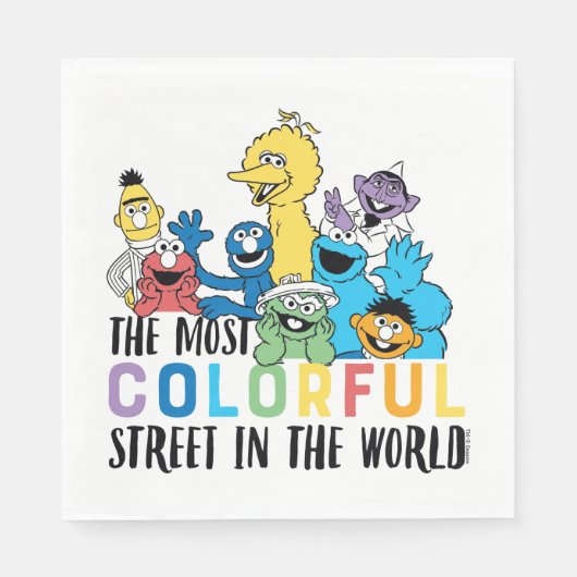 セサミストリート |最大のカラフル通り スタンダードランチョンナプキン (正面)