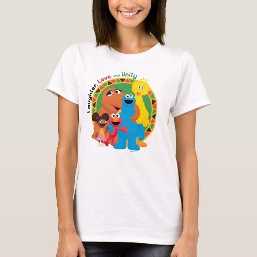 セサミストリート | 笑い、愛、統一 Tシャツ (正面)