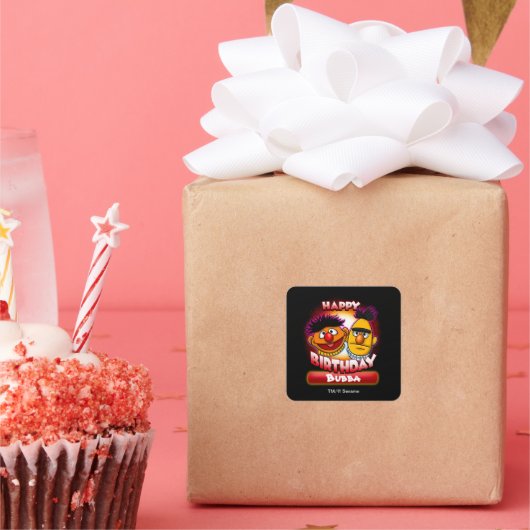 セサミストリート | Bert & Ernieをテーマにした誕生日 スクエアシール (パーティー)