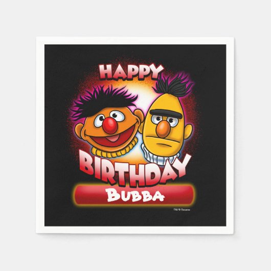 セサミストリート | Bert & Ernieをテーマにした誕生日 スタンダードカクテルナプキン (正面)