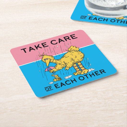 セサミストリート | Big Bird気にがお互い スクエアペーパーコースター (アングル)