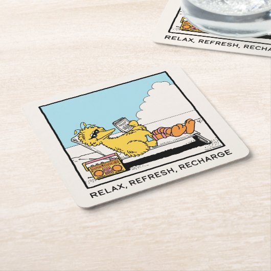 セサミストリート | Big Bird リラックス Refresh Recharge スクエアペーパーコースター (アングル)