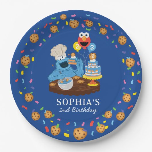 セサミストリート | Cookieモンスターお誕生日ケーキ ペーパープレート (正面)