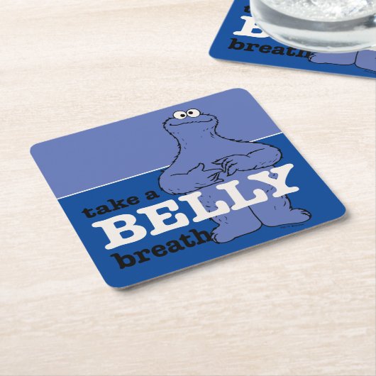 セサミストリート | Cookieモンスターが息を吸う スクエアペーパーコースター (アングル)