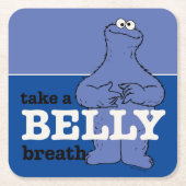 セサミストリート | Cookieモンスターが息を吸う スクエアペーパーコースター (正面)