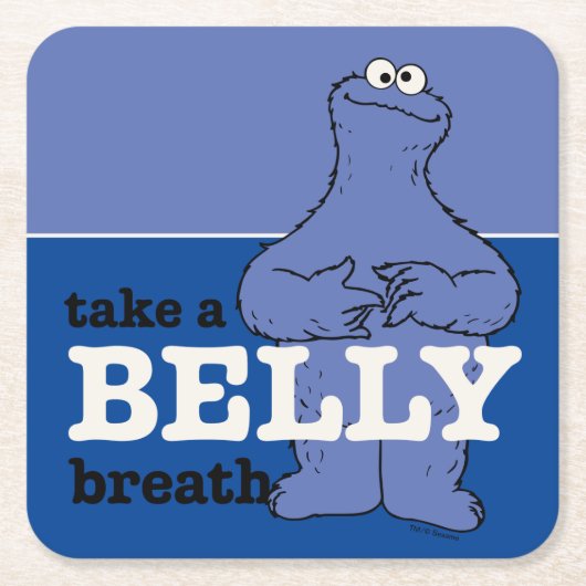 セサミストリート | Cookieモンスターが息を吸う スクエアペーパーコースター (正面)