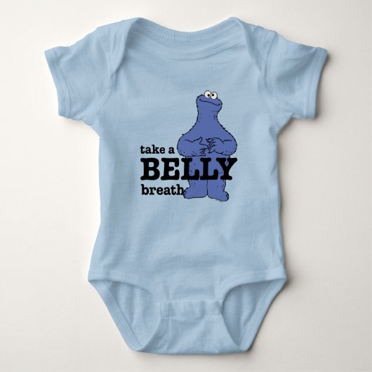 セサミストリート | Cookieモンスターが息を吸う ベビーボディスーツ (正面)