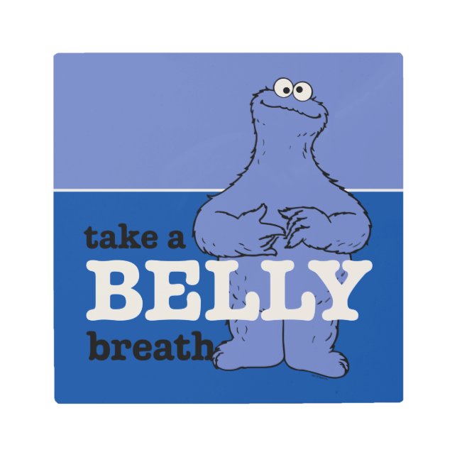 セサミストリート | Cookieモンスターが息を吸う メタルプリント (正面)