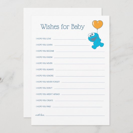 セサミストリート | Cookieモンスターの赤ちゃんシャワーのご希望 ノートカード (正面/裏面)