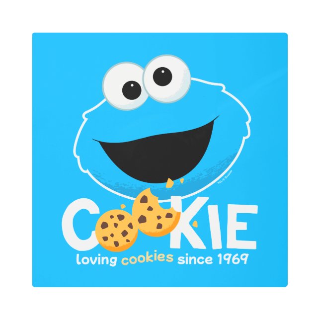 セサミストリート | Cookieモンスターを愛するクッキー メタルプリント (正面)