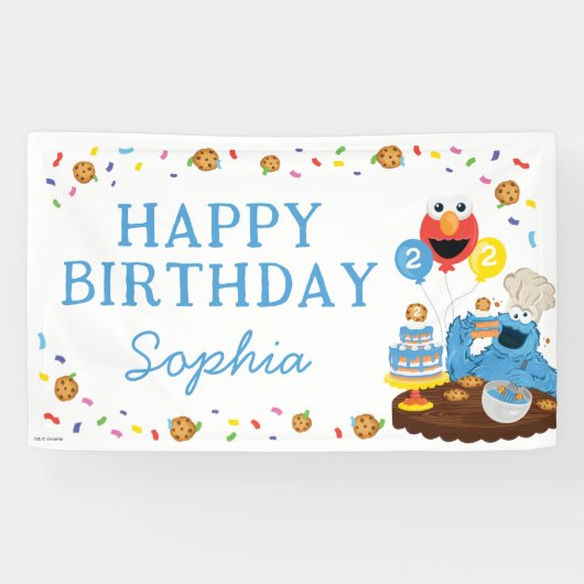 セサミストリート | Cookieモンスターハッピーバースデー 横断幕 (横)