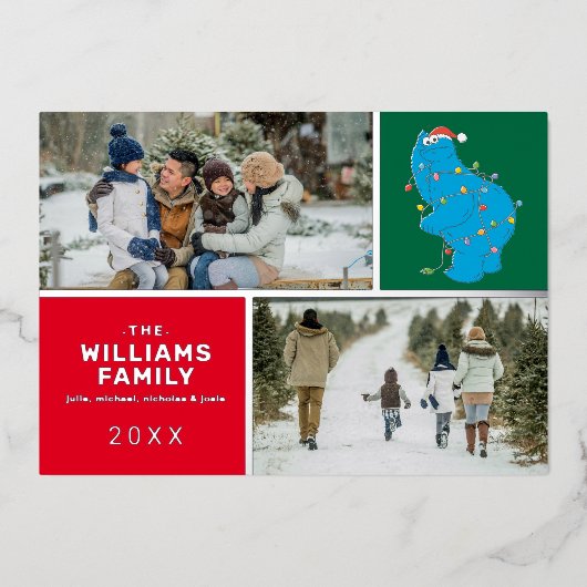 セサミストリート | Cookieモンスターファミリーの写真 箔シーズンカード (正面)