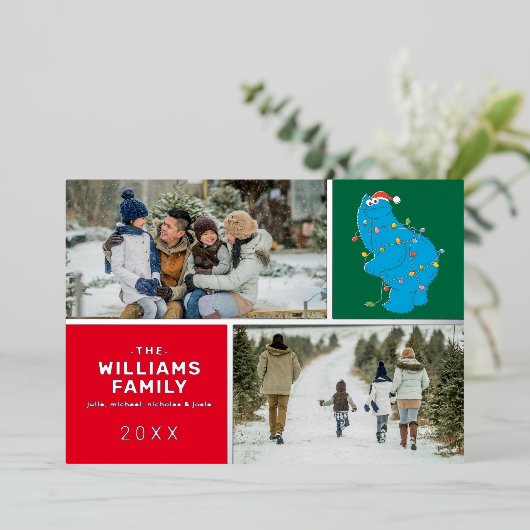 セサミストリート | Cookieモンスターファミリーの写真 箔シーズンカード (立ち正面)