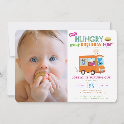 セサミストリート | Cookieモンスターフードトラック誕生日 招待状 (正面)