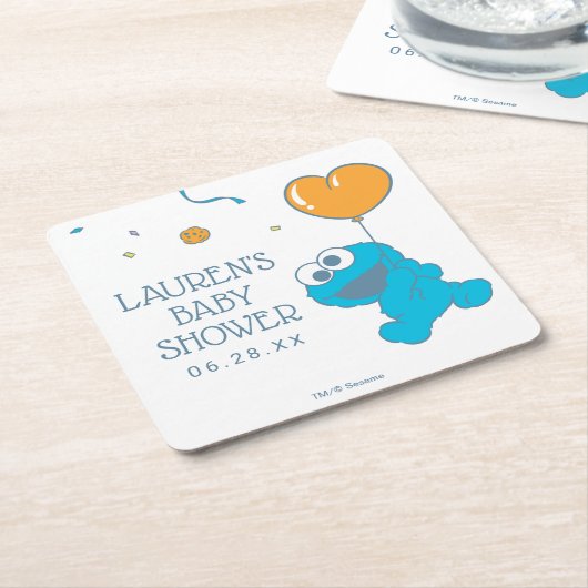 セサミストリート | Cookieモンスターベビーシャワー スクエアペーパーコースター (アングル)