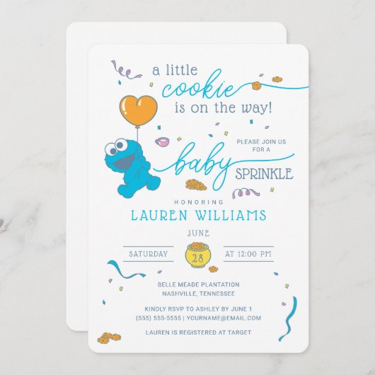 セサミストリート | Cookieモンスターベビー散布 招待状 (正面/裏面)