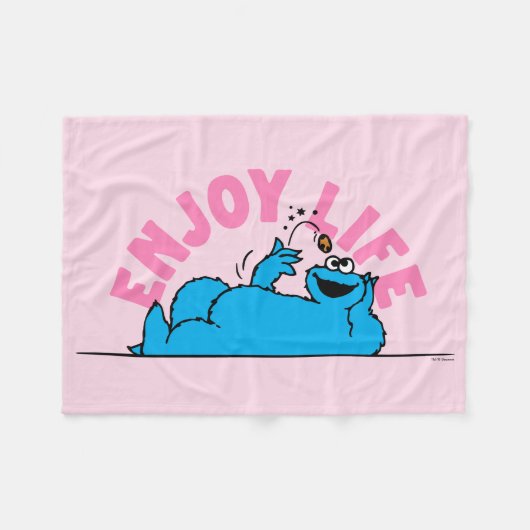 セサミストリート | Cookieモンスターライフ楽しむズ フリースブランケット (正面(横))