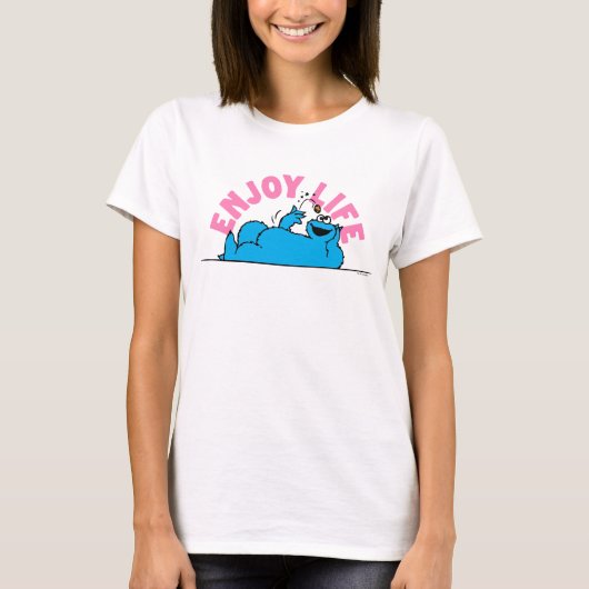 セサミストリート | Cookieモンスターライフ楽しむズ Tシャツ (正面)